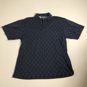 Tommy Hilfiger‎ Mens Golf Polo Blue Shirt Sz S Golf Print Mercerized Cotton J101